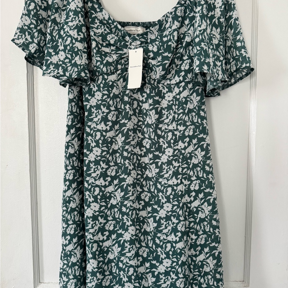 New! Floral Green and White Dress